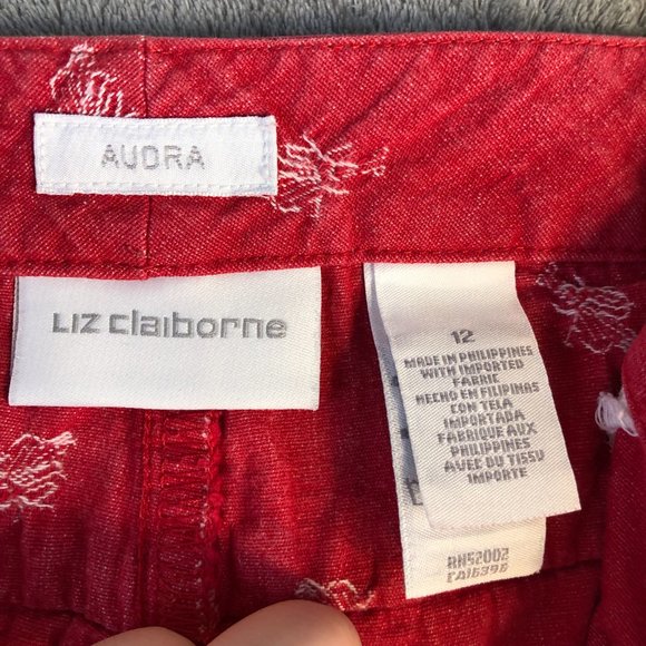 Liz Claiborne Audra Women's 12 Straight Leg Below The Knee Red Cropped Pants - Picture 5 of 17